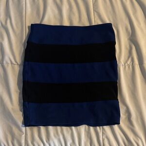 Vintage Forever 21 Blue and Black Striped Mini Skirt